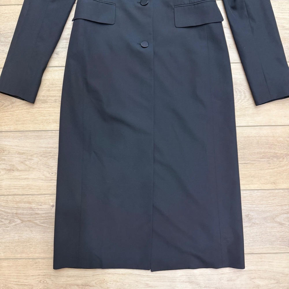 Vintage YSL Rive Gauche Black Wool Silk Long Tuxedo Coat Le Smoking Jacket 36 - Picture 3 of 16